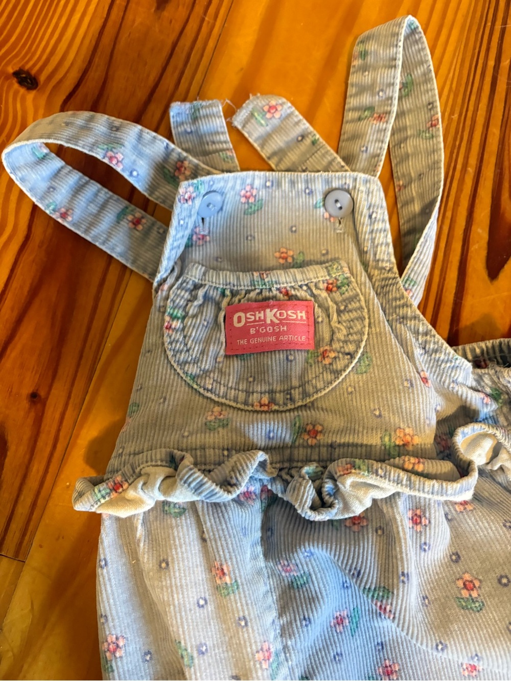Rare OshKosh B'gosh Light Blue Floral Overalls and Denim Dress Set for Kids - Picture 5 of 6